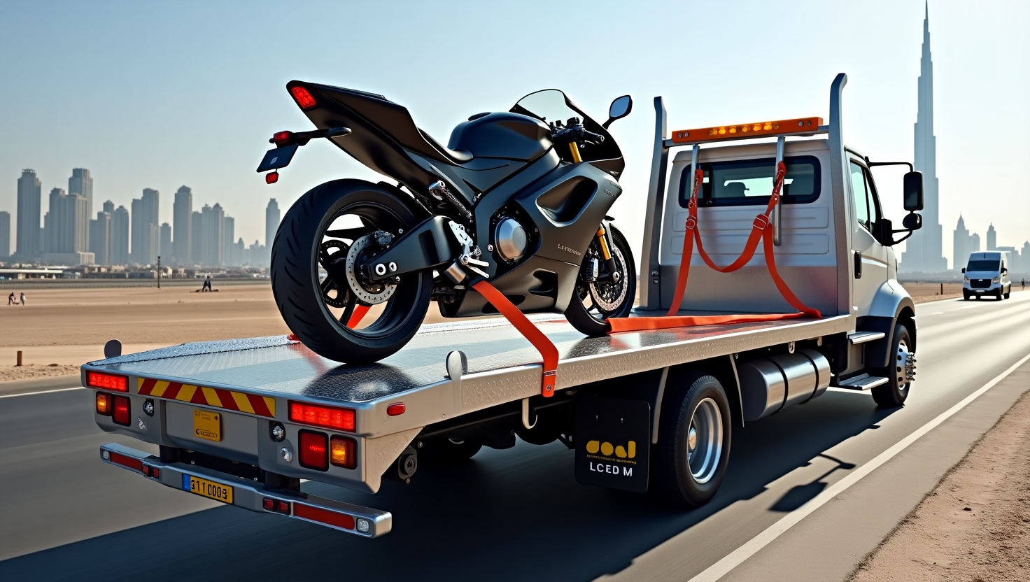 a motorbike is break down and our company recovery the bike in Dubai